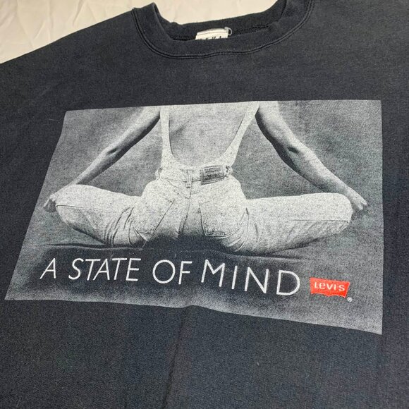 Vtg Levi's A State of Mind Graphic Crewneck Sweatshirt XL TG Canada 80s 90s - Picture 5 of 9